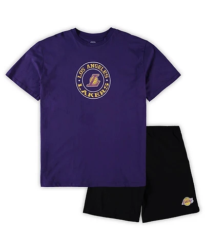 Men's Concepts Sport Purple, Black Los Angeles Lakers Big and Tall T-shirt Shorts Sleep Set