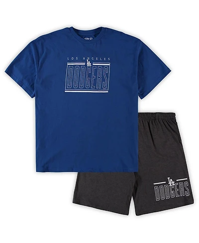 Men's Concepts Sport Royal, Charcoal Los Angeles Dodgers Big and Tall T-shirt and Shorts Sleep Set