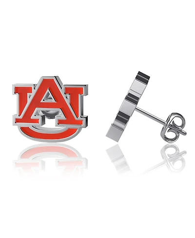 Women's Dayna Designs Auburn Tigers Silver-Tone Enamel Post Earrings