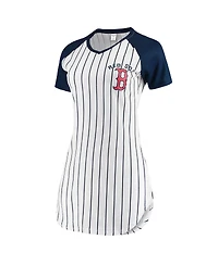 Women's Concepts Sport White Boston Red Sox Vigor Pinstripe Nightshirt