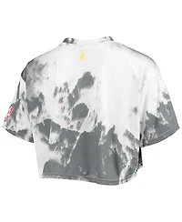 Women's Nba Exclusive Collection White, Black Los Angeles Lakers Tie-Dye Crop Top and Shorts Set