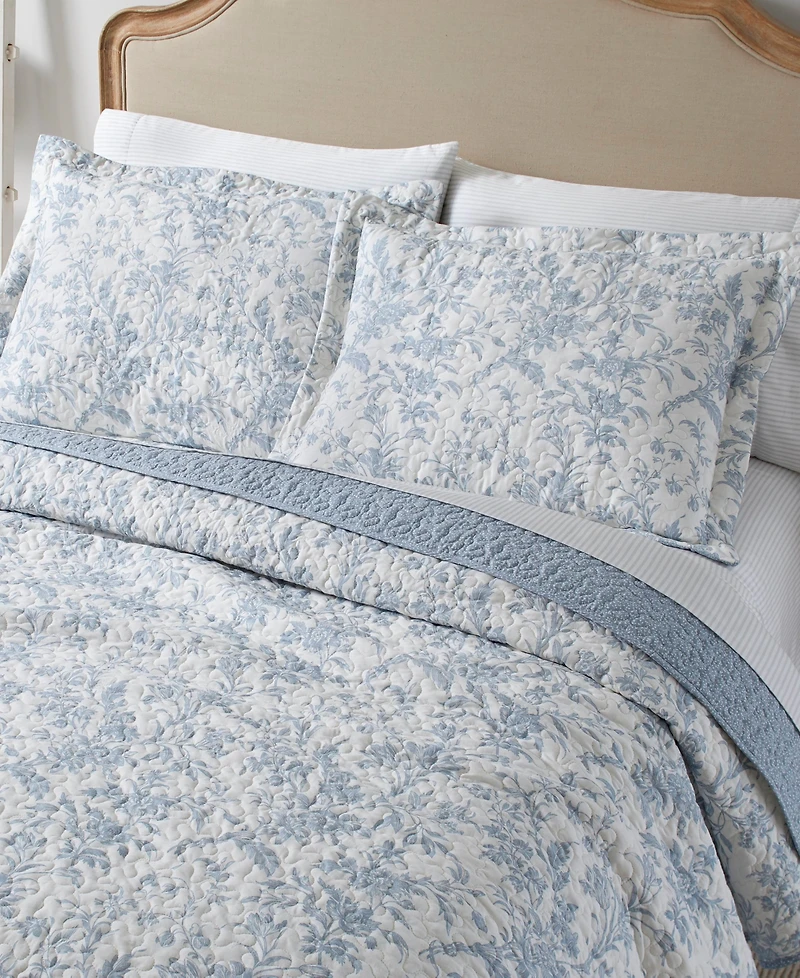 Laura Ashley Amberley Cotton Reversible 3-Pc. Quilt Set