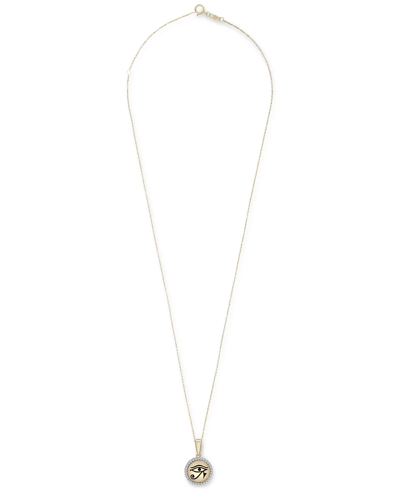 Wrapped Diamond Eye of Horus Medallion Pendant Necklace (1/4 ct. t.w.) in 14k Gold-Plated Sterling Silver 10k Gold, 16" + 2" extender, Created for Mac