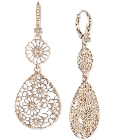Marchesa Gold-Tone Filigree Double Drop Earrings