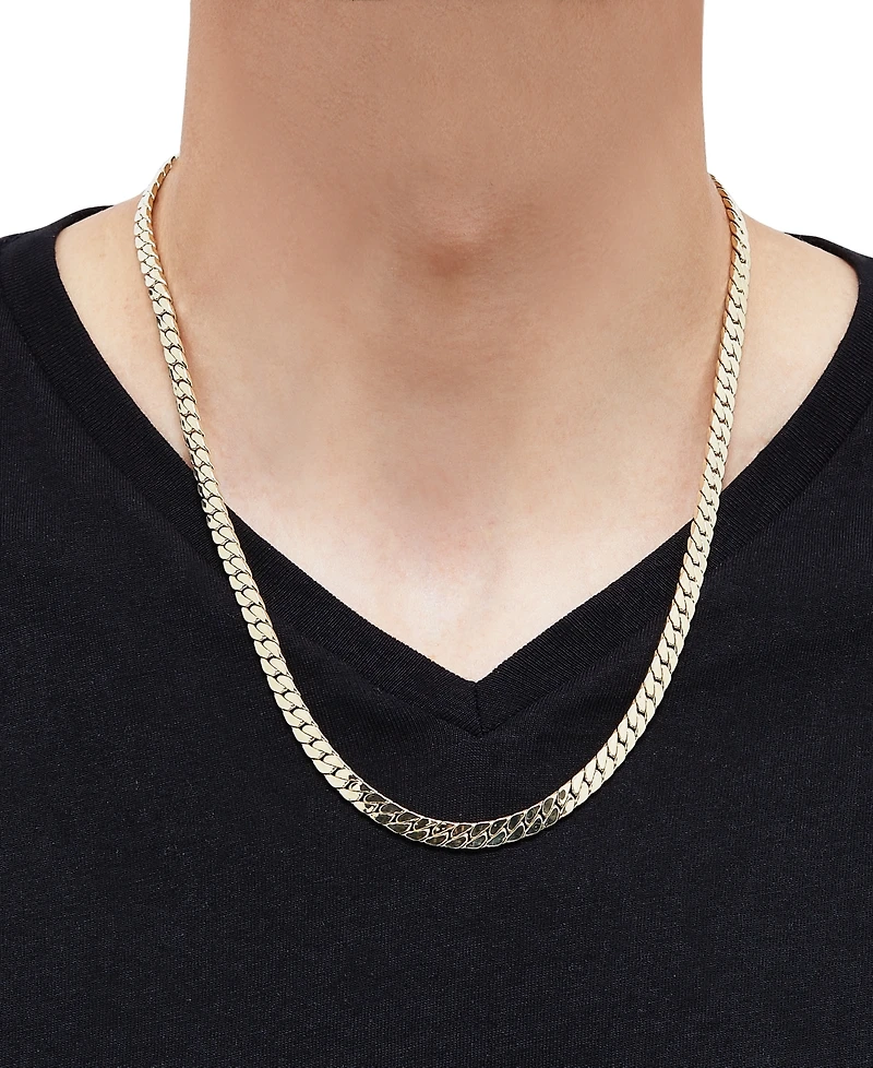 Flat Cuban Link 22" Chain Necklace in 10k Gold