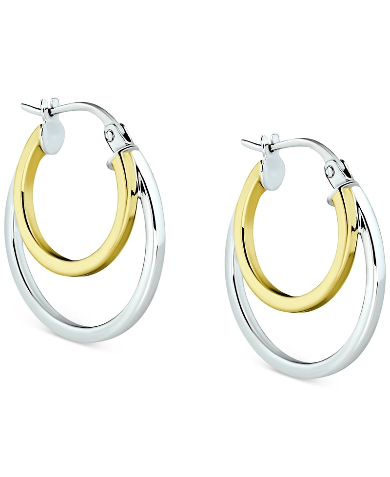 Giani Bernini Double Hoop Earrings in Sterling Silver & 18k Gold-Plate, Created for Macy's