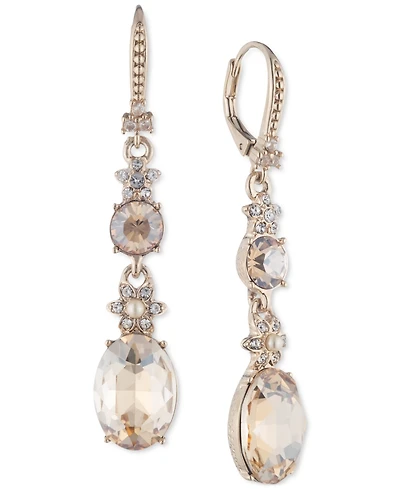 Marchesa Crystal & Imitation Pearl Flower Linear Drop Earrings