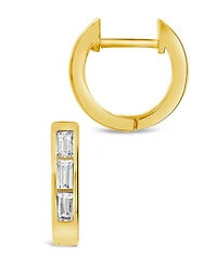 Cubic Zirconia Baguette Micro Hoop Earrings