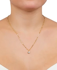 Giani Bernini Cubic Zirconia Bezel Solitaire Pendant Necklace in 18k Gold-Plated Sterling Silver, 16" + 2" extender, Created for Macy's