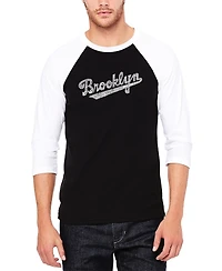 Men's Raglan Baseball Word Art Brooklyn Neighborhoods T-shirt