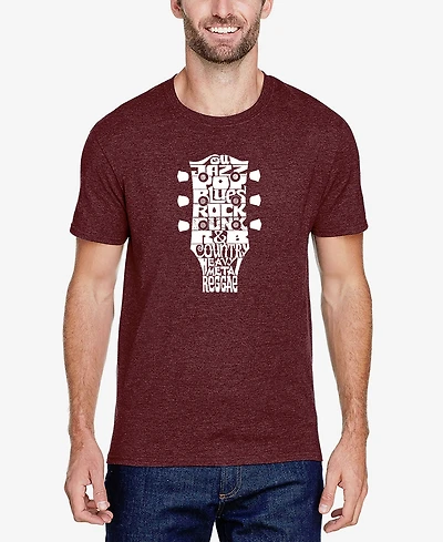 Men's Premium Blend Word Art Guitar Head Music Genres T-shirt