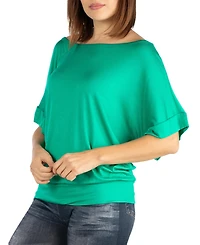 24seven Comfort Apparel Women's Loose Fit Dolman Top with Wide Sleeves