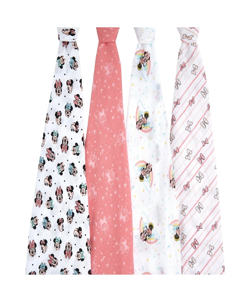 aden by aden + anais Baby Girls Minnie Swaddle Blankets, Pack of 4