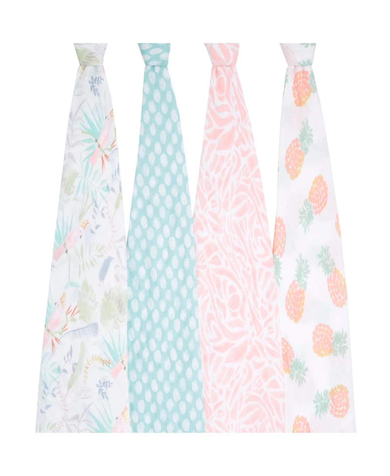 aden by aden + anais Baby Girls Tropical Swaddle Blankets, Pack of 4