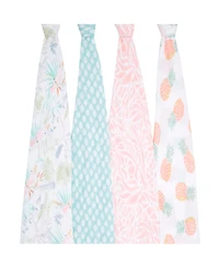 aden by aden + anais Baby Girls Tropical Swaddle Blankets, Pack of 4