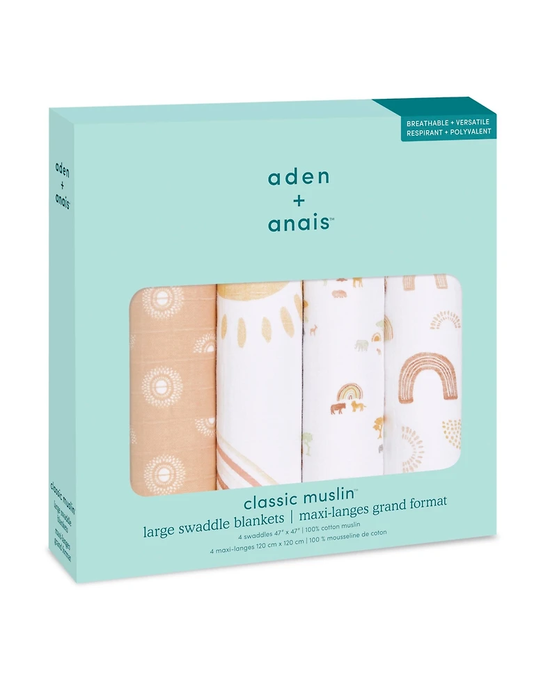 aden by aden + anais Baby Girls Keep Rising Swaddle Blankets, Pack of 4
