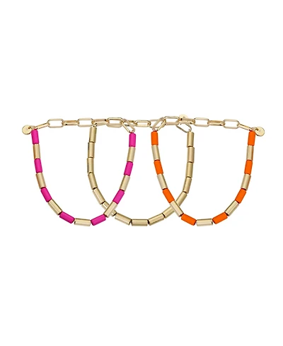 Unwritten 14K Gold Flash Plated Stretch Bead Bracelet Trio Set, 3 Pieces