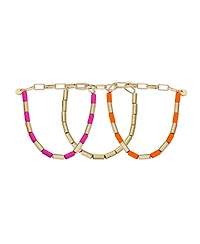 Unwritten 14K Gold Flash Plated Stretch Bead Bracelet Trio Set, 3 Pieces