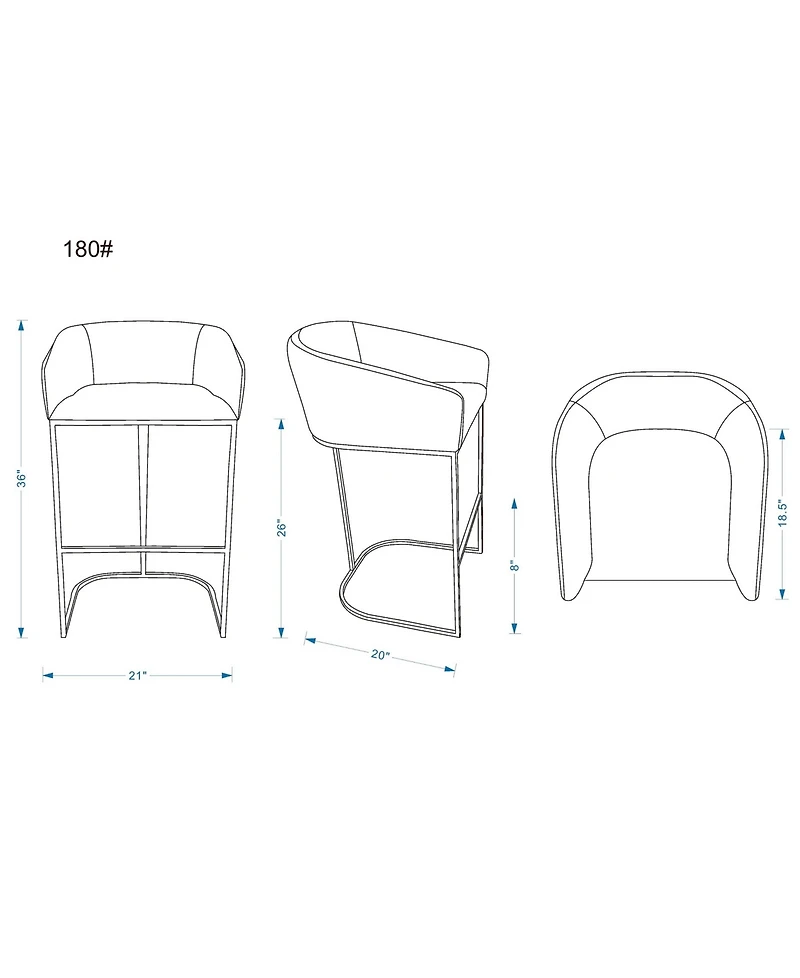 Manhattan Comfort Louvre 36" Leatherette Upholstered Counter Stool