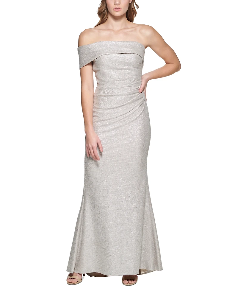 Eliza J Women's One Shoulder Side Tucked Gown