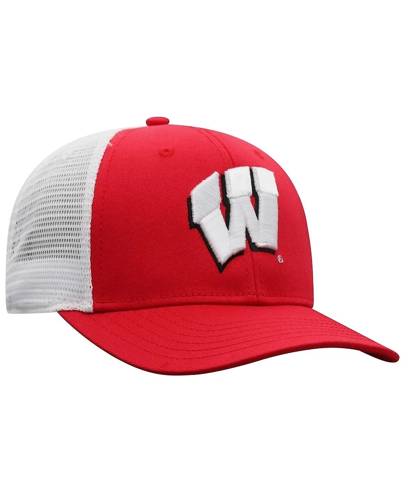 Men's Top of the World Red, White Wisconsin Badgers Trucker Snapback Hat