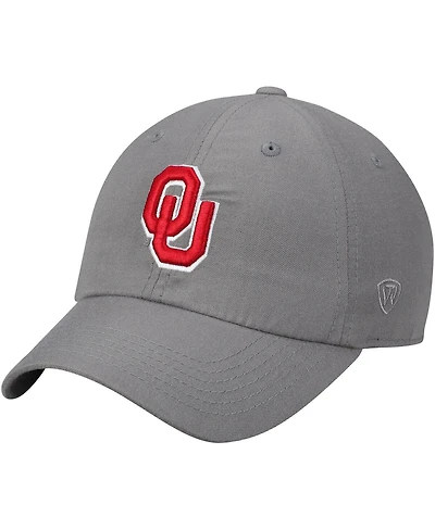 Men's Top of the World Gray Oklahoma Sooners Primary Logo Staple Adjustable Hat