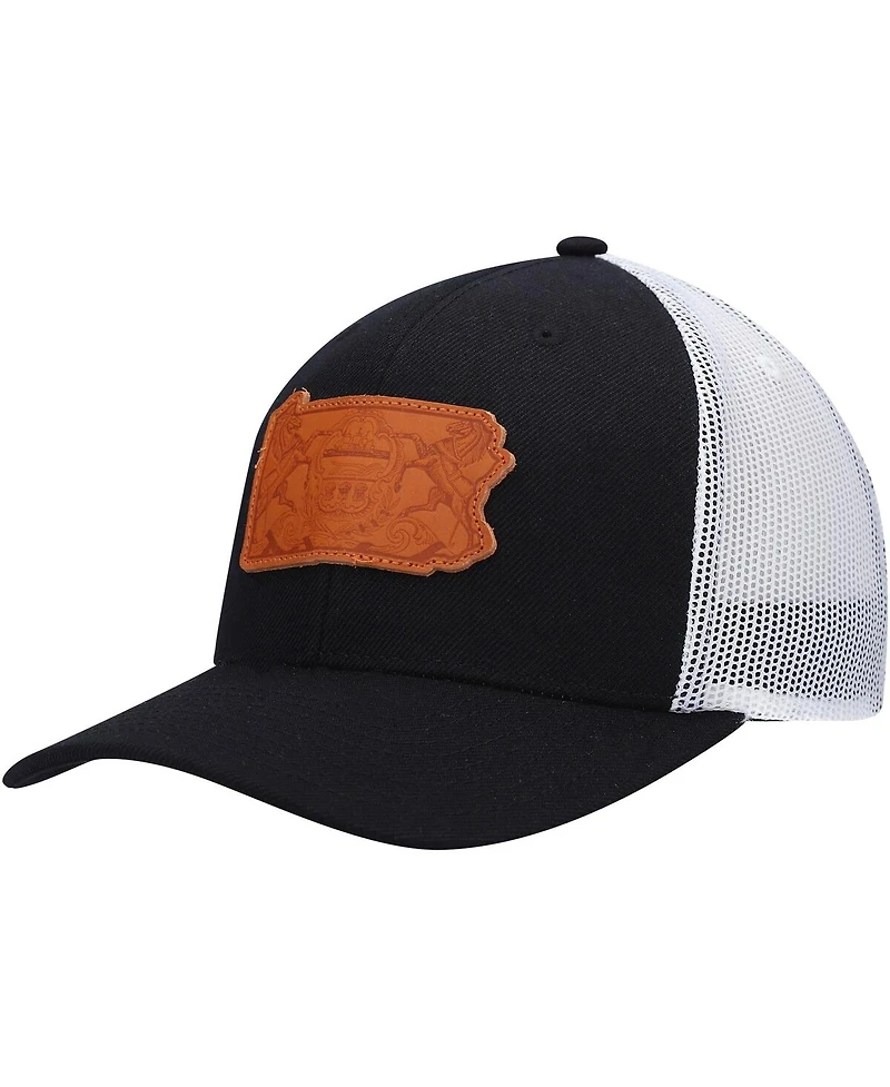 Men's Local Crowns Black Pennsylvania Leather State Applique Trucker Snapback Hat