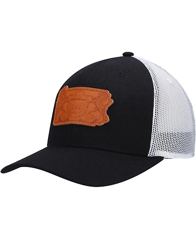Men's Local Crowns Black Pennsylvania Leather State Applique Trucker Snapback Hat
