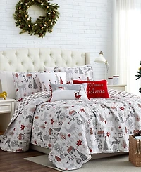 Southshore Fine Linens Holly Jolly Lane Oversized Reversible 6-Pc. Quilt Set, King/California King