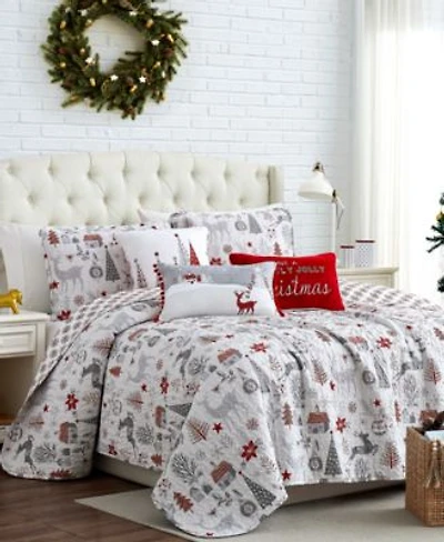 Southshore Fine Linens Holly Jolly Lane Oversized Reversible Quilt Sets