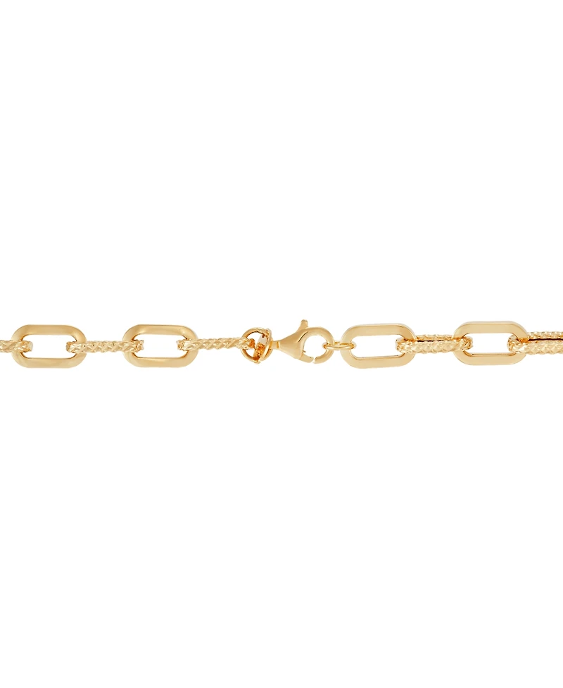 Lightweight Polished & Textured Link 18" Collar Necklace in 10k Gold