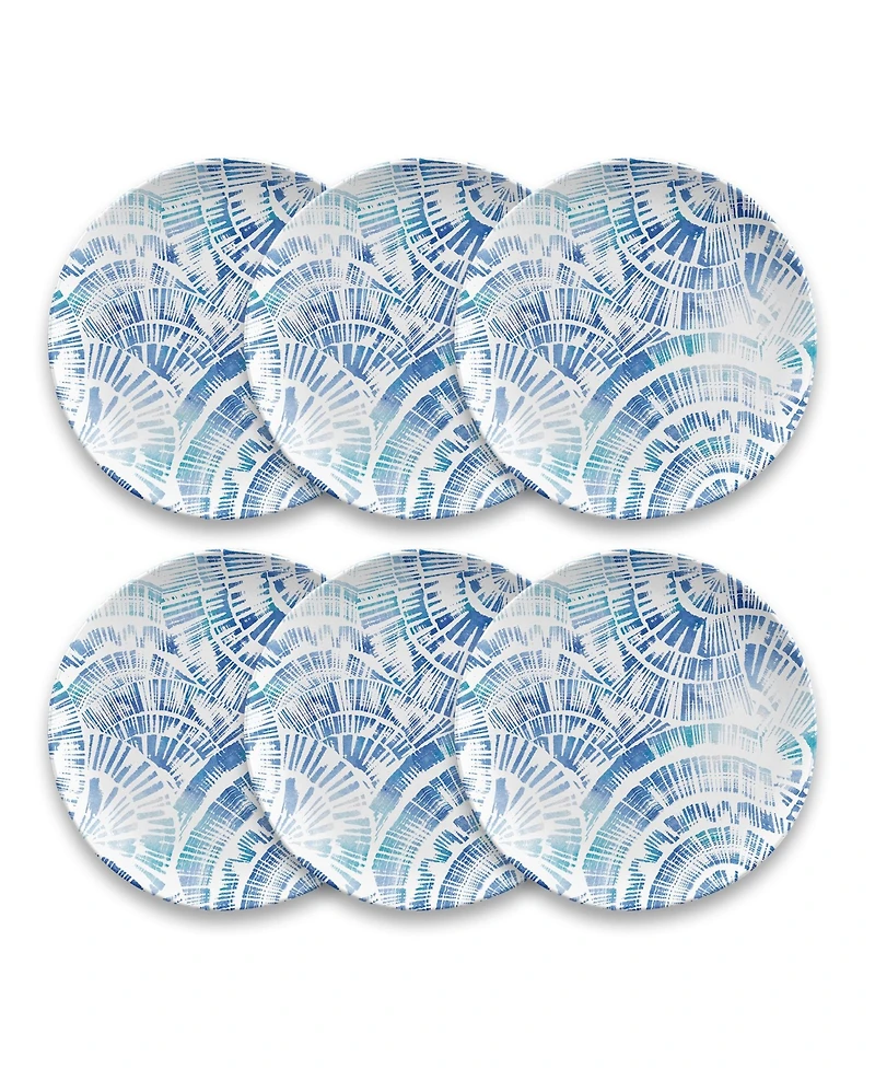 Abode Homewares Coastal Scallops 6-Piece Salad Plate Set, 8.5"