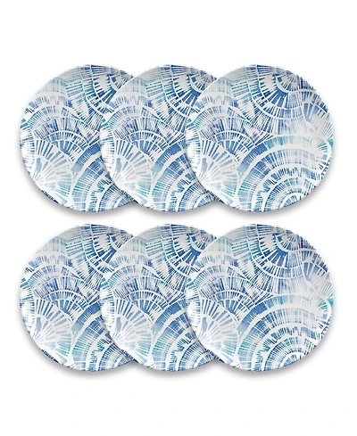 Abode Homewares Coastal Scallops 6-Piece Salad Plate Set, 8.5"