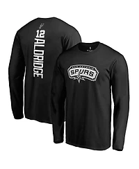 Men's Fanatics LaMarcus Aldridge Black San Antonio Spurs Backer Name and Number Long Sleeve T-shirt