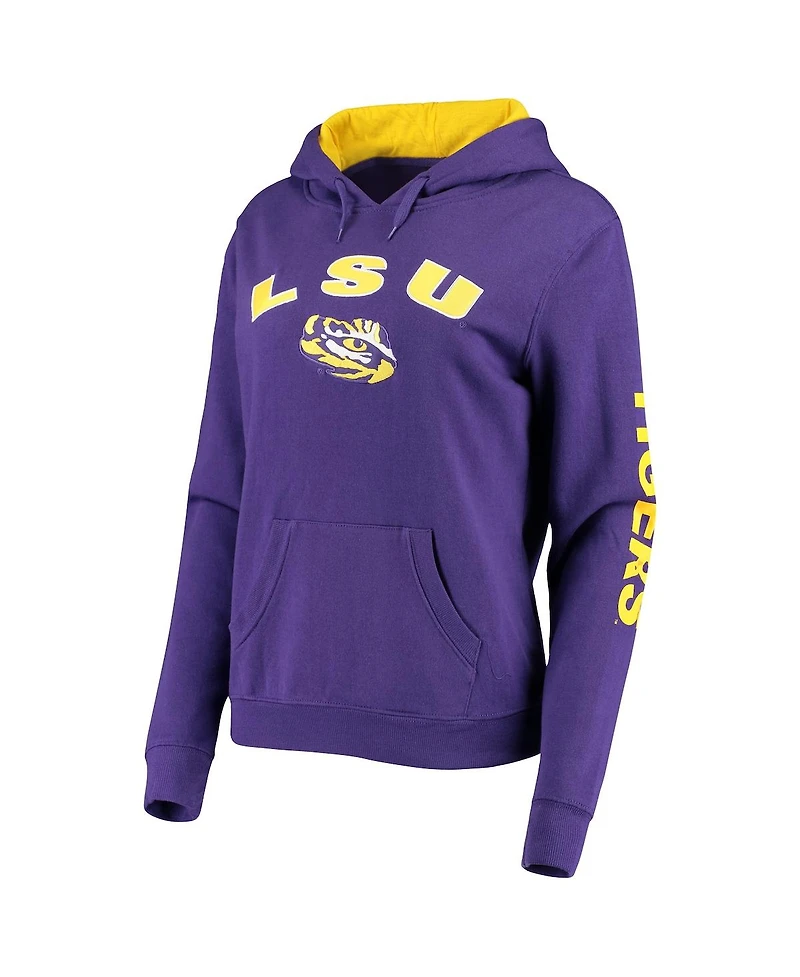 Women's Colosseum Purple Lsu Tigers Loud and Proud Pullover Hoodie