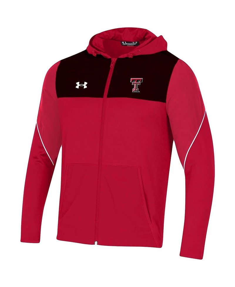 Men's Under Armour Red Texas Tech Raiders 2021 Sideline Warm-Up Full-Zip Hoodie