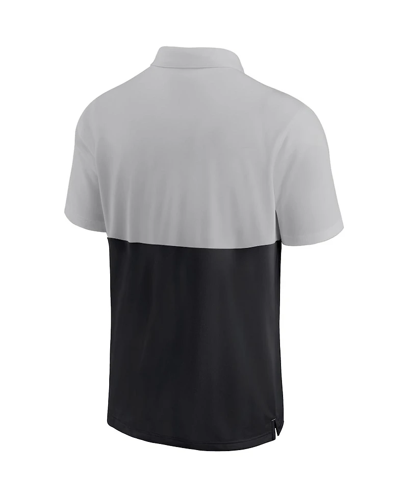 Men's Nike Silver, Black Chicago White Sox Team Baseline Striped Performance Polo Shirt