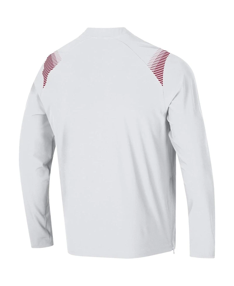 Men's Under Armour White Wisconsin Badgers 2021 Sideline Motivate Quarter-Zip Jacket