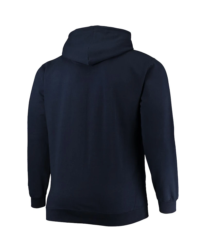 Men's Champion Navy Michigan Wolverines Big and Tall Arch Over Logo Powerblend Pullover Hoodie