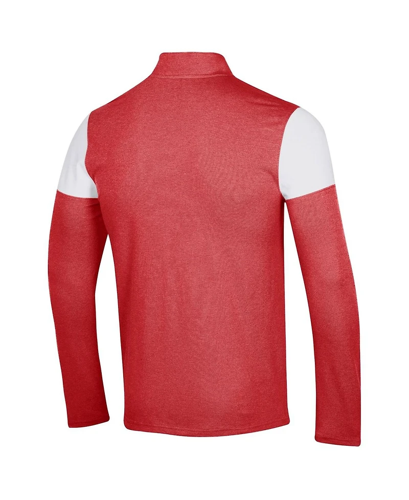 Men's Under Armour Red Wisconsin Badgers Gameday Tri-Blend Quarter-Zip Jacket