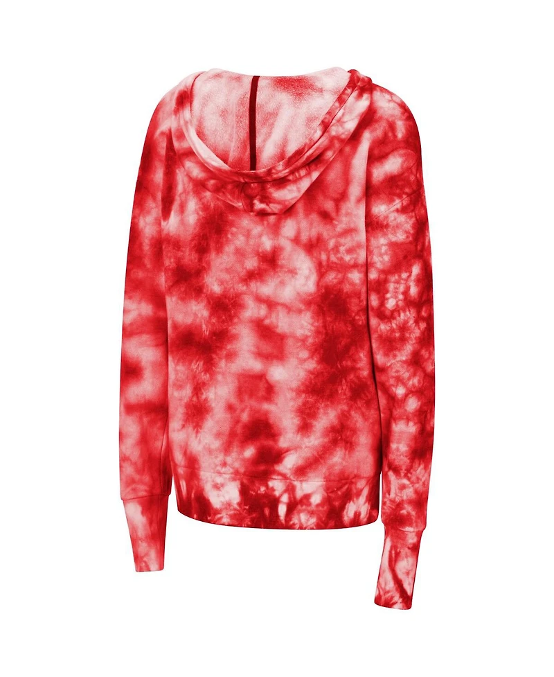 Women's Colosseum Red Wisconsin Badgers Shavonee Tie-Dye Pullover Hoodie