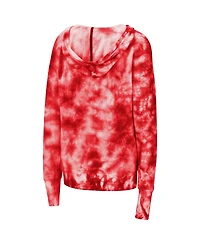 Women's Colosseum Red Wisconsin Badgers Shavonee Tie-Dye Pullover Hoodie