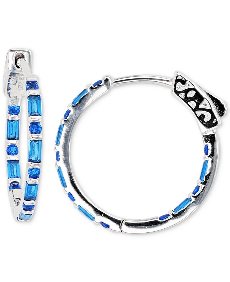 Lab-Grown Ruby Small Hoop Earrings Sterling Silver, 0.79" (Also Cubic Zirconia)