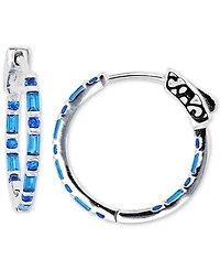 Lab-Grown Ruby Small Hoop Earrings Sterling Silver, 0.79" (Also Cubic Zirconia)