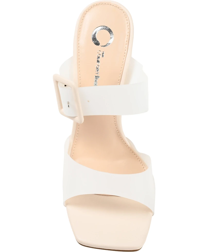 Journee Collection Women's Luca Vinyl Double Strap Block Heel Dress Sandals