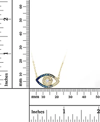 Cubic Zirconia Evil Eye Pendant Necklace in 14k Gold-Plated Sterling Silver, 16" + 1" extender