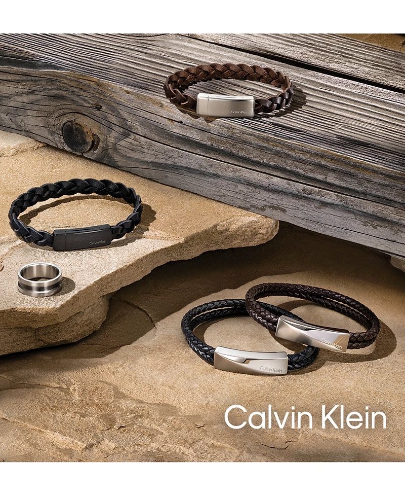 Calvin Klein Men's Tan Leather Bracelet