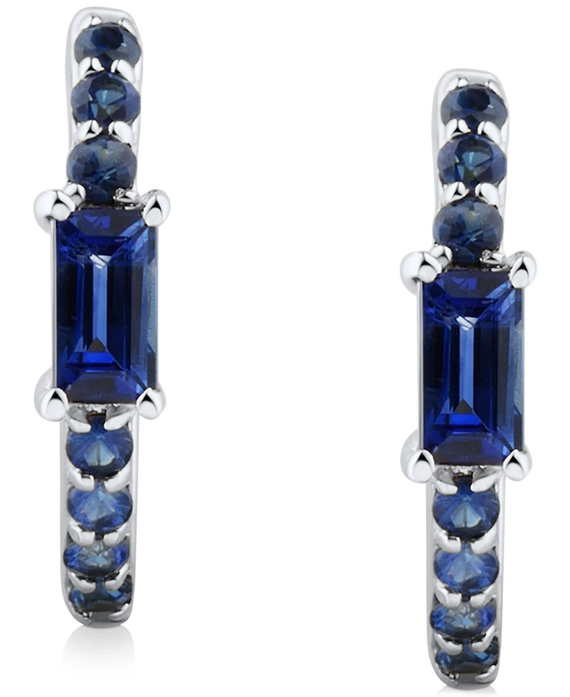 Sapphire Extra Small Hoop Earrings (1/2 ct. t.w.) in 14k White Gold, 0.43"
