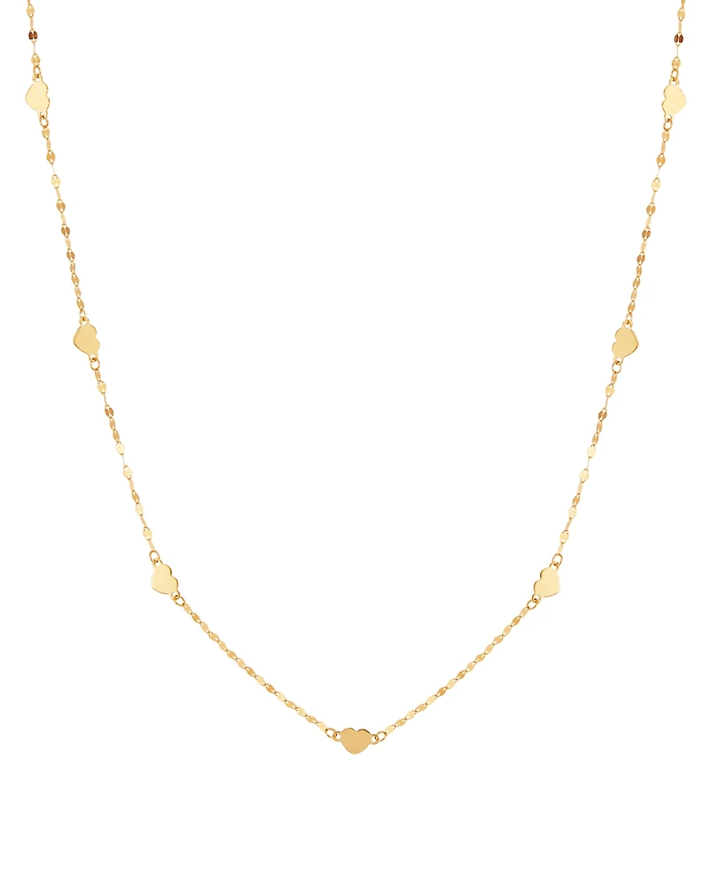 Heart Station 18" Collar Necklace in 14k Gold