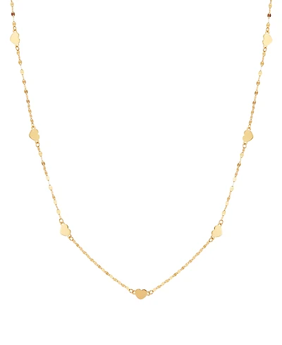 Heart Station 18" Collar Necklace in 14k Gold